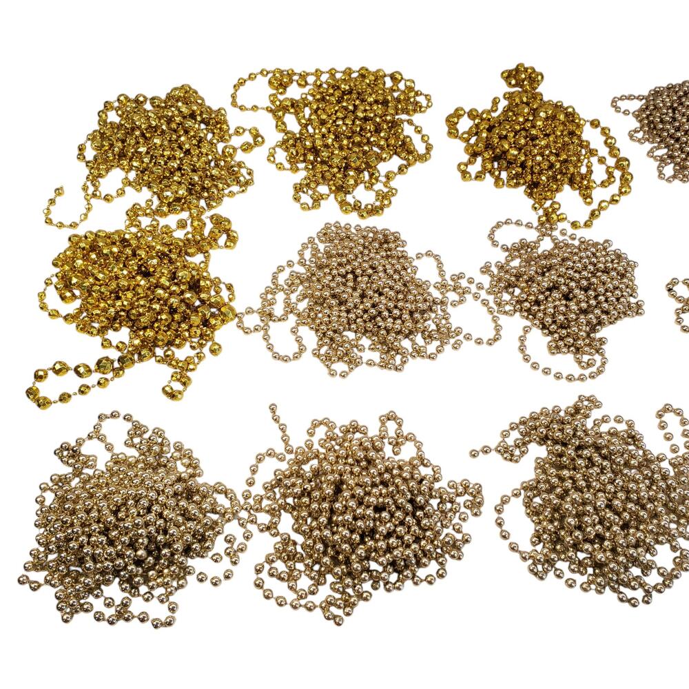 Vintage Gold Christmas Garland Beaded Chain Garland 9' Christmas Tree Decor - Picture 6 of 11